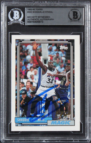 Magic Shaquille O'Neal Authentic Signed 1992 Topps #362 Rookie Card BAS Slabbed