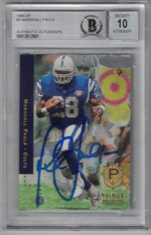 Marshall Faulk Signed Colts 1994 Upper Deck SP Trading Card BAS 10 Slab 29571