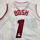 Autographed/Signed Chris Bosh Miami White Basketball Jersey JSA COA