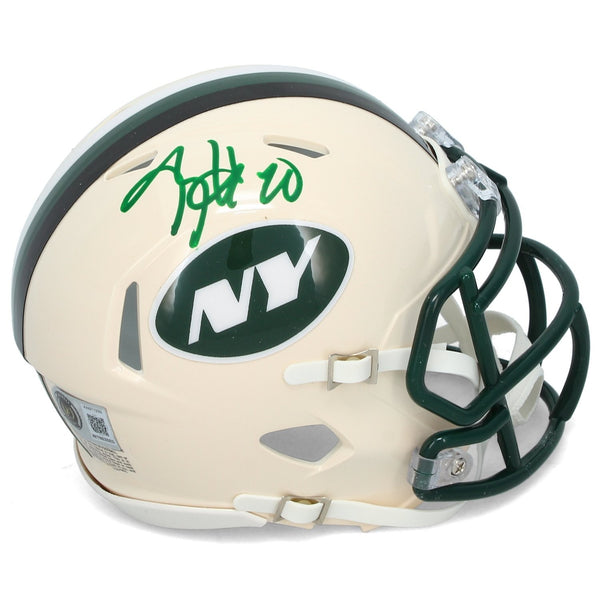 Breece Hall Autographed New York Jets RETRO Speed Mini Helmet Beckett Witnessed