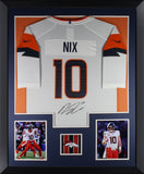 Bo Nix Autographed Denver Broncos Nike Game White Football Framed Jersey Beckett