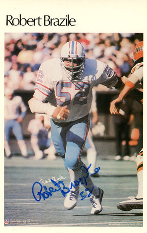 Robert Brazile Autographed Houston Oilers Mini Poster 40/50 Beckett 46168