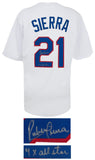 Ruben Sierra (RANGERS) Signed White Custom Baseball Jersey - (SCHWARTZ COA)
