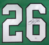 Saquon Barkley Philadelphia Signed Framed Kelly Green Football Jersey PSA/DNA