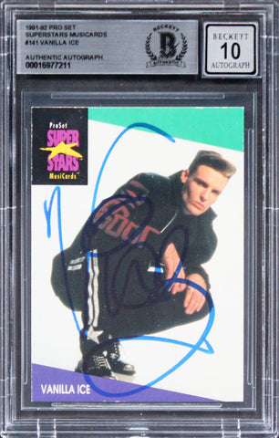 Vanilla Ice Signed 1991 Pro Set Superstars Musicards #141 Card Auto 10! BAS Slab