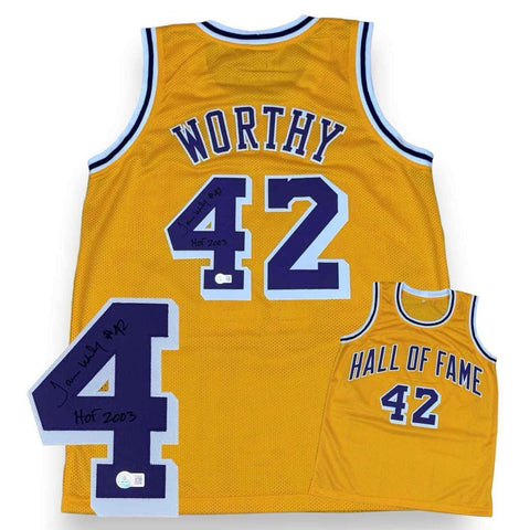 James Worthy Autographed Signed Jersey - HOF 2003 - Gold - Beckett