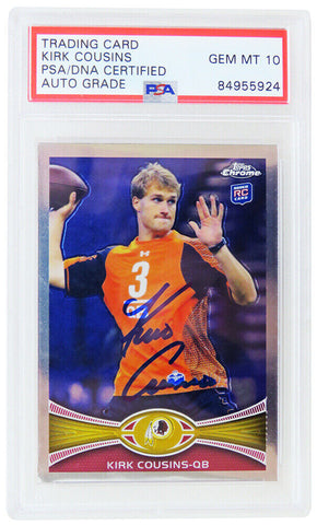 Kirk Cousins Signed 2012 Topps Chrome Rookie Trading Card #146 - (PSA / Auto 10)