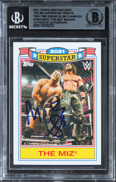 Mike "The Miz" Signed 2021 Topps Heritage WWE ST 2x GS Champ #TM20 Card BAS Slab