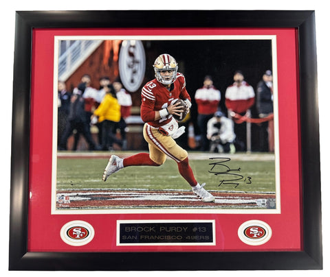 Brock Purdy Signed 16x20 Framed Photo w/ Plaque SF 49ers Autograph Fanatics COA