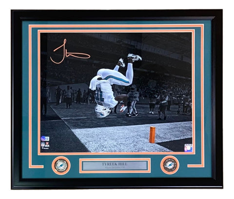 Tyreek Hill Signed Framed 16x20 Miami Dolphins Flip Photo BAS