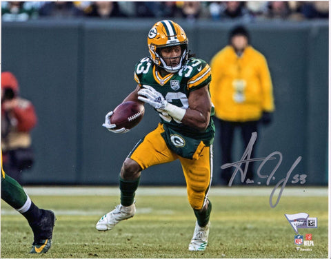 Aaron Jones Green Bay Packers Signed 8" x 10" Green Running Photo