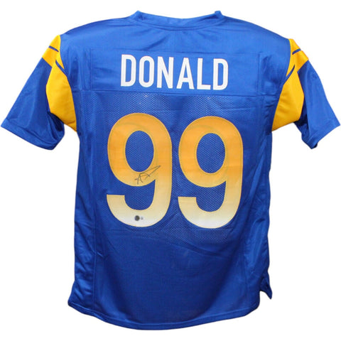 Aaron Donald Autographed/Signed Pro Style Blue Jersey Beckett 43853