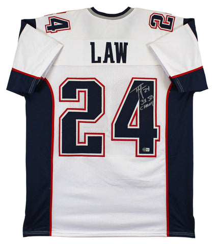 Ty Law "3x SB Champ" Authentic Signed White Pro Style Jersey BAS Witnessed