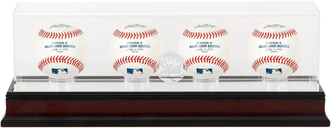 New York Mets Mahogany 4-Baseball Display Case