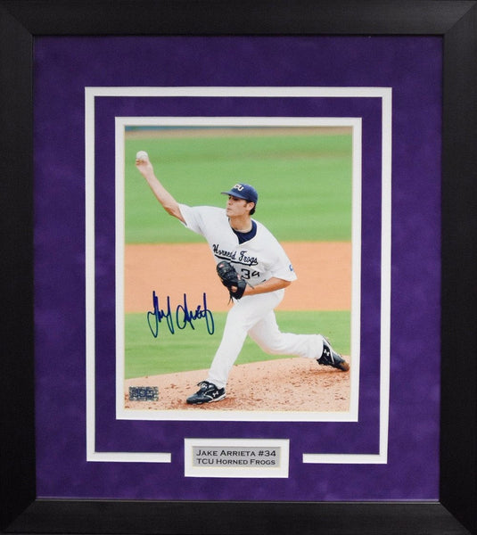 JAKE ARRIETA SIGNED TCU HORNED FROGS BASEBALL 8x10 FRAMED PHOTO COA