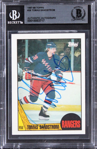Rangers Tomas Sandstrom Authentic Signed 1987 Topps #28 Card BAS Slabbed