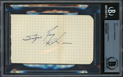 Sugar Ray Robinson Autographed Signed 3x5 Cut Signature Beckett BAS #15502253