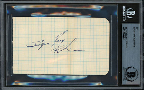 Sugar Ray Robinson Autographed Signed 3x5 Cut Signature Beckett BAS #15502253