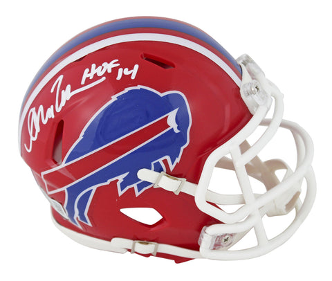 Bills Andre Reed "HOF 14" Signed 1987-01 Throwback Speed Mini Helmet BAS Witness