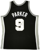 SPURS TONY PARKER AUTOGRAPHED BLACK M&N 2001-02 ROOKIE JERSEY XL BECKETT 222835