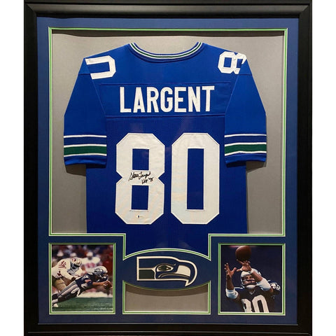 Steve Largent Autographed Framed Seattle Seahawks Tulsa Jersey