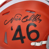 Nick Chubb Browns Signed Riddell 2021 Season Throwback Logo Speed Mini Helmet