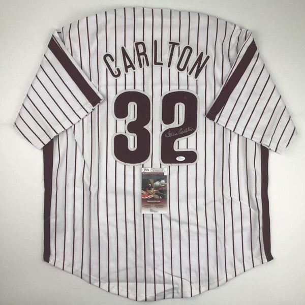 Autographed/Signed Steve Carlton Philadelphia Pinstripe Baseball Jersey JSA COA
