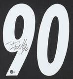 T J Watt Signed Pittsburgh Steeler 35"x 43" Framed Jersey (Beckett) All Pro LB..