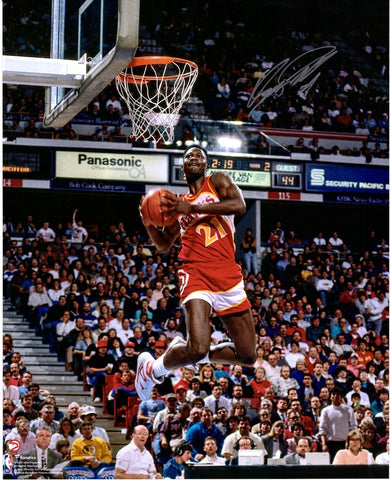Dominique Wilkins Hawks Signed 16x20 1988 Dunk Contest Two Hand Dunk Photo