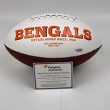 Autographed/Signed JOE BURROW Cincinnati Bengals F/S Logo Football Fanatics COA