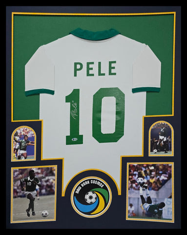 FRAMED PELE AUTOGRAPHED SIGNED NEW YORK COSMOS JERSEY BECKETT COA