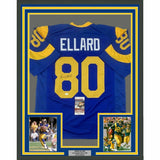 FRAMED Autographed/Signed HENRY ELLARD 33x42 Los Angeles Blue Jersey JSA COA