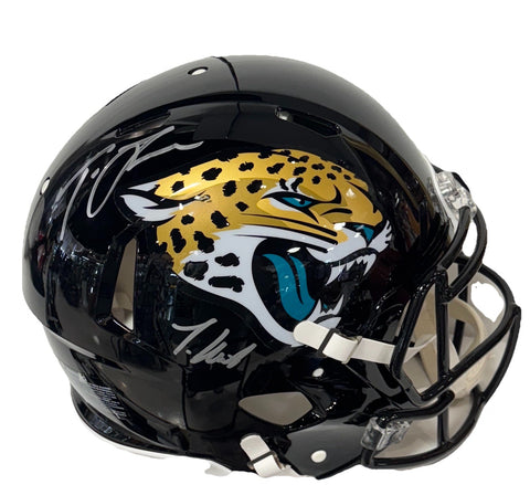 Trevor Lawrence Travis Hunter Jaguars FS Signed Speed Authentic Helmet Fanatics