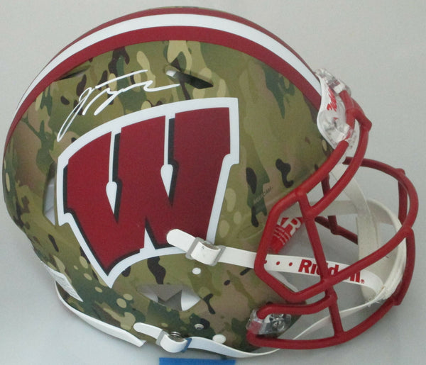 Badgers JONATHAN TAYLOR Signed Full Size Authentic CAMO Speed Helmet AUTO - FAN
