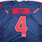 Autographed/Signed Deshaun Watson Houston Blue Color Rush Jersey BAS COA