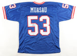 Darius Muasau Signed New York Giants Blue Home Jersey (JSA) Ex-UCLA Linebacker