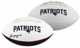 Patriots Christian Gonzalez Signed White Panel Logo Football W/ Case BAS Wit 1