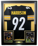 James Harrison HOF Signed Steelers Black Jersey and Photos Framed Beckett 156259