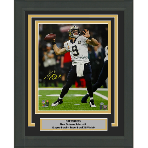Framed Autographed/Signed Drew Brees New Orleans Saints 16x20 Photo BAS COA #2