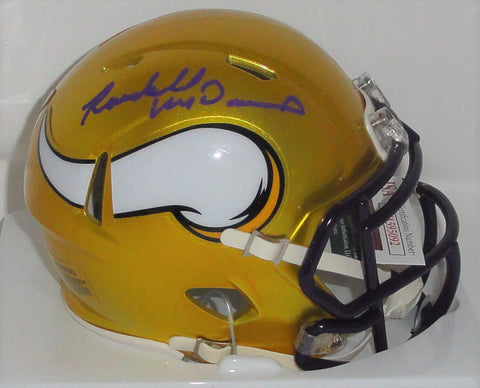 Vikings Hall of Famer RANDALL McDANIEL Signed FLASH Speed Mini Helmet AUTO JSA