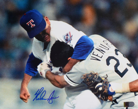 Nolan Ryan Autographed Texas Rangers 8x10 Fighting Ventura Photo- AIV Hologram