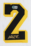 Magic Johnson Signed White Pro Style Framed Jersey w/ Black Numbers BAS Wit 2