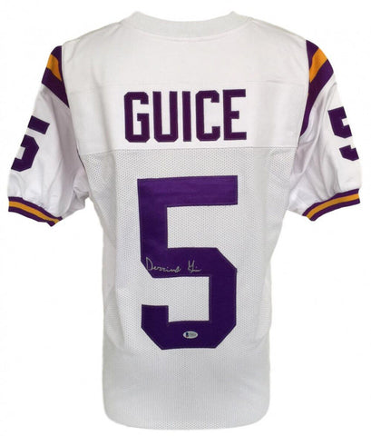 Derrius Guice Signed LSU Tigers White Jersey (Beckett) Redskins Running Back