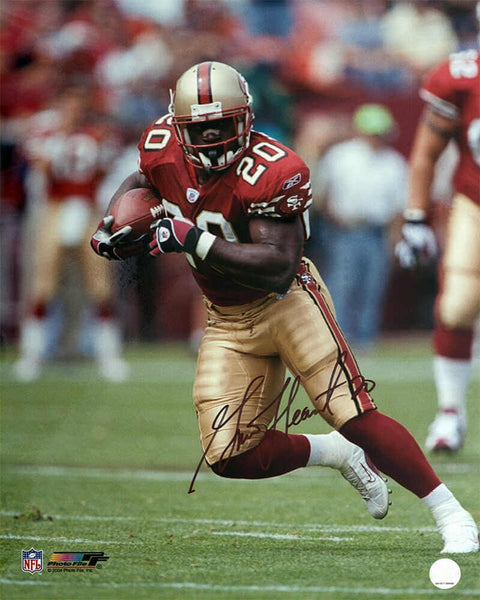 Garrison Hearst Signed 49ers Red Jersey Action 16x20 Photo - (SCHWARTZ COA)