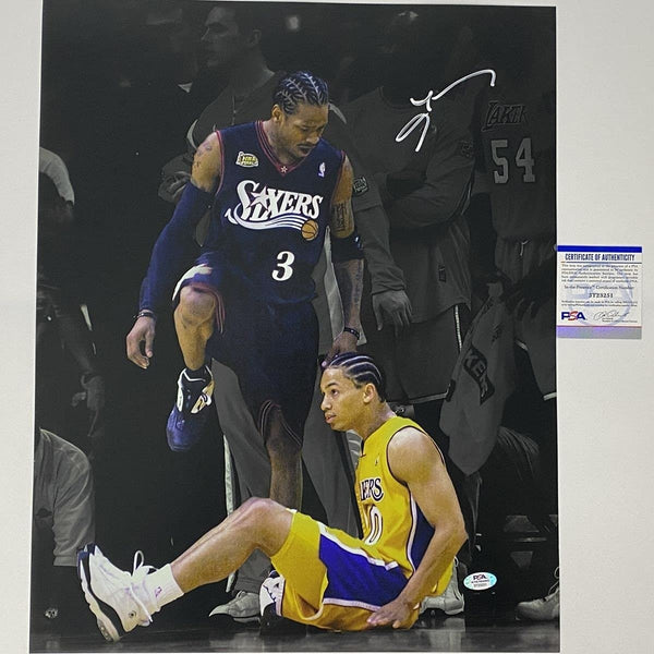 Autographed/Signed ALLEN IVERSON Spotlight Step-Over 16x20 Photo PSA COA