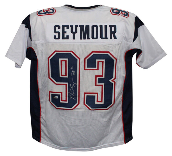 Richard Seymour Autographed Pro Style White XL Jersey HOF Beckett 39331