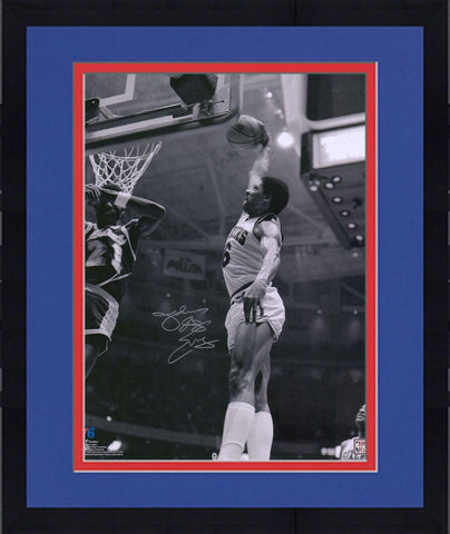 Framed Julius Erving Philadelphia 76ers Signed 16" x 20" Dunk vs. Lakers Photo