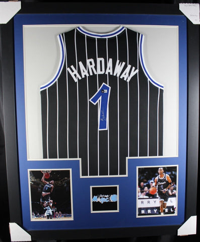 PENNY HARDAWAY (Magic black TOWER) Signed Autographed Framed Jersey Beckett