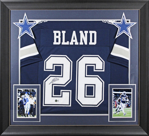 Daron Bland Authentic Signed Navy Pro Style Framed Jersey BAS Witnessed