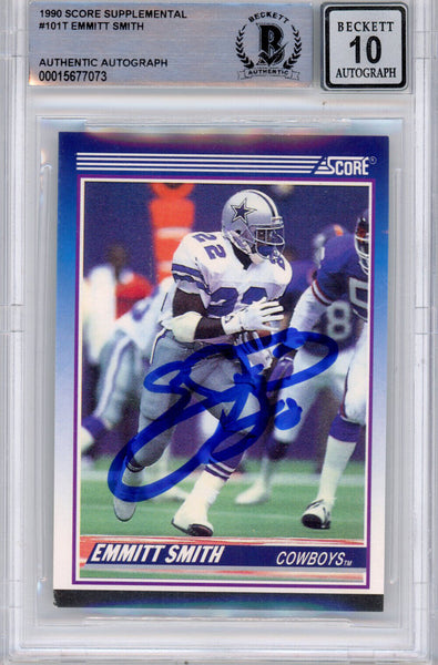 Emmitt Smith Signed 1990 Score Supplemental #101 (Grade 10) Slabbed BAS 39923